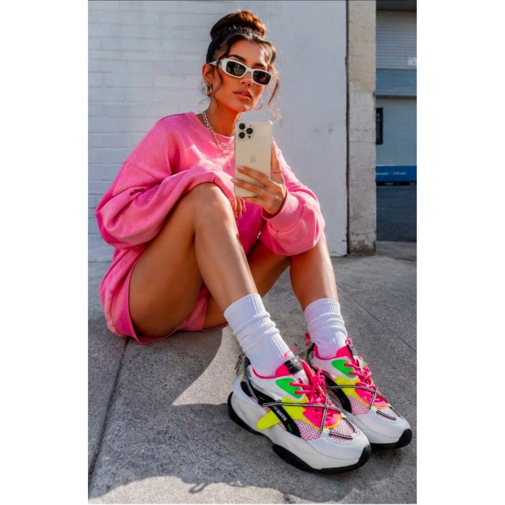 Steve Madden Neon Multi Sneakers Sz 7.5M – Bold Colorful Chunky Platform Kicks